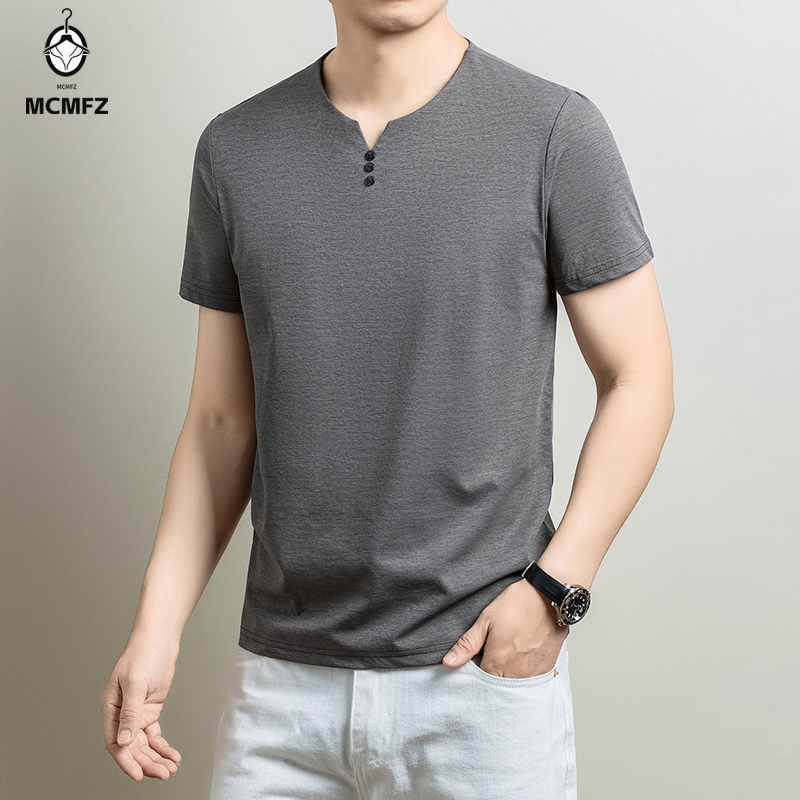 Mens Basic Henley T Shirt Comf - Golf Tees ulasan dan harga